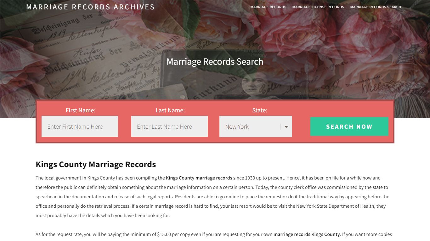 Kings County Marriage Records